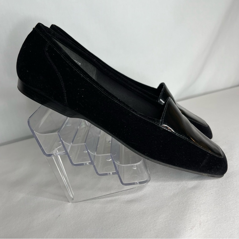 Vintage Black Reno Velvet & Patent Leather Women's Shoes. 8M. Made in Brasil